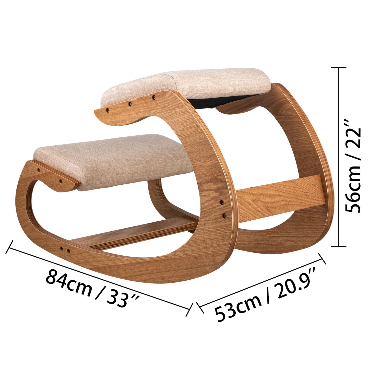 Ergonomic Kneeling Chair - Wooden Frame w/ Thick Cushions