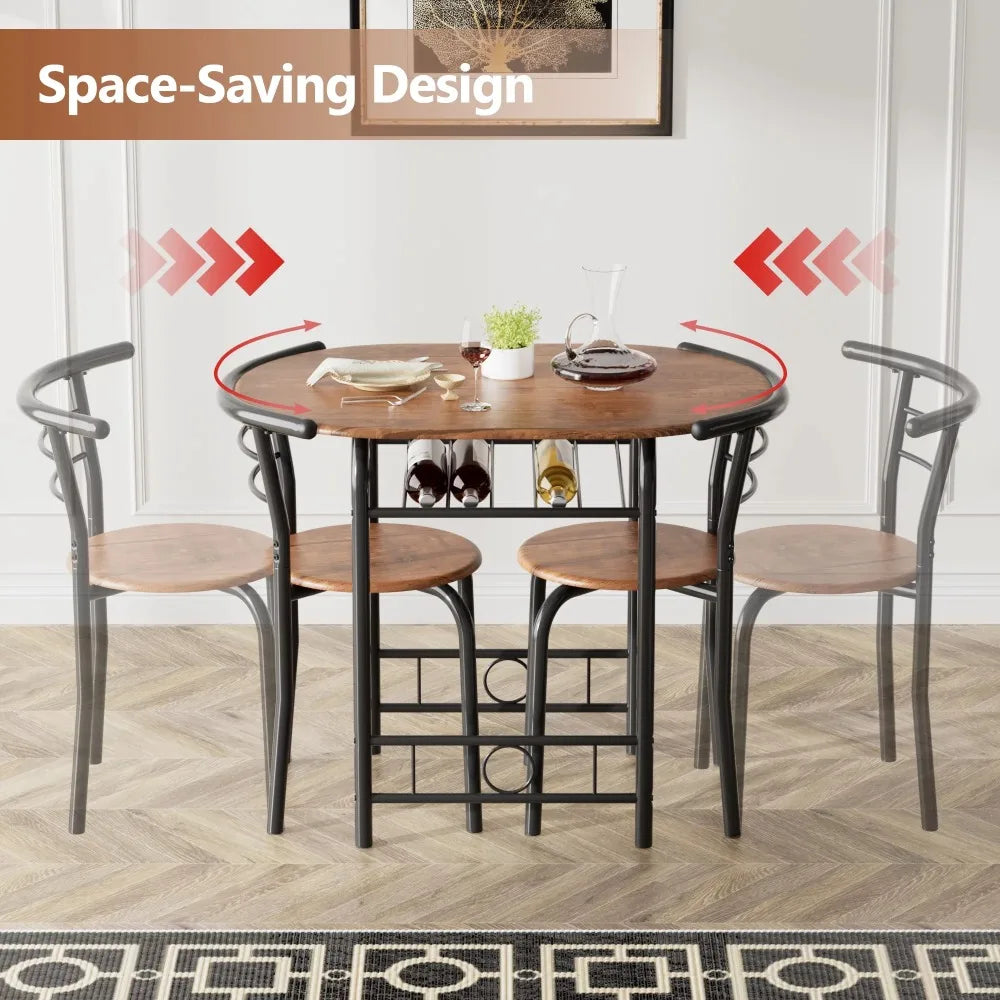 Breakfast Table Set - 3 Pcs - Metal Framework and Space Saving