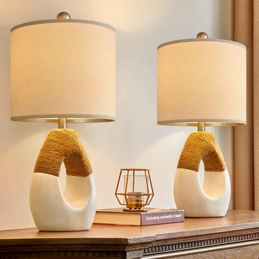 Boho Table Lamps - Set of 2 - "Flattened" Pierced EGG Design