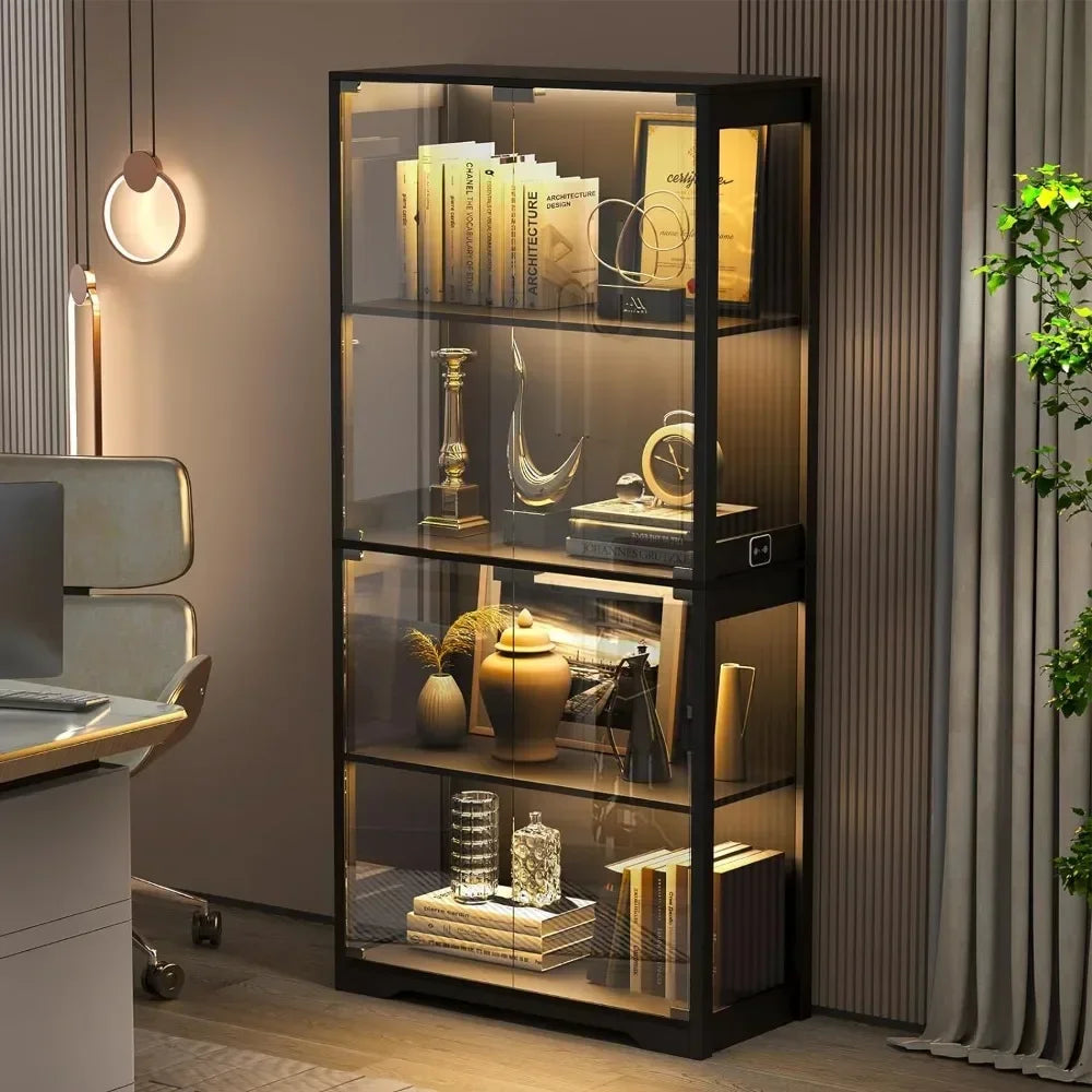 Lighted Curio Cabinet - 3 Color LED Lights