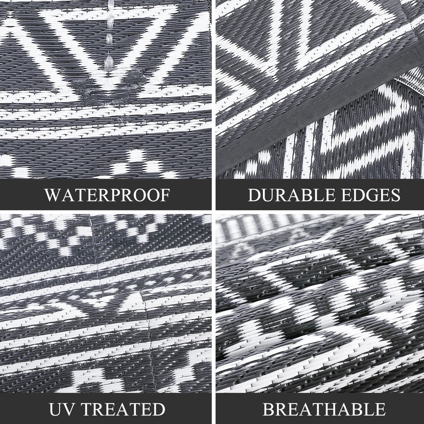 Outdoor Rug - Eclectic Patterns & Vibrant Colors - 5 x 8 - Waterproof & Reversible - Patio, Pool, Camping