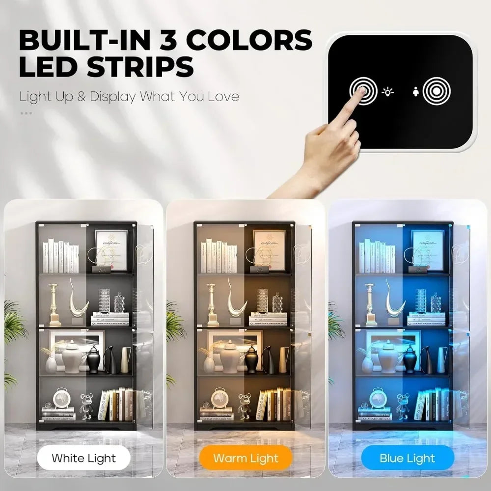 Lighted Curio Cabinet - 3 Color LED Lights