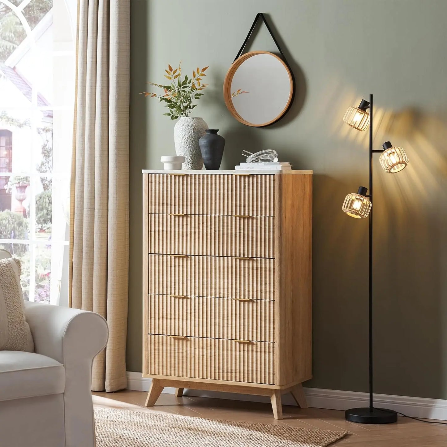 Modern-Fluted Chest of Drawers - 5 Drawer Vertical or 6 Drawer Horizontal