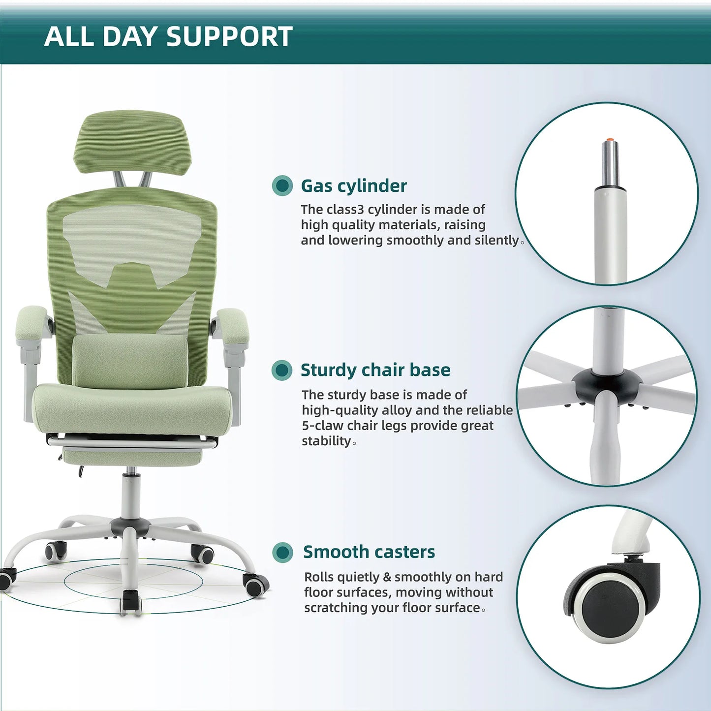 Ergonomic Reclining High-Back Office Chair w/Lumbar Support Pillow