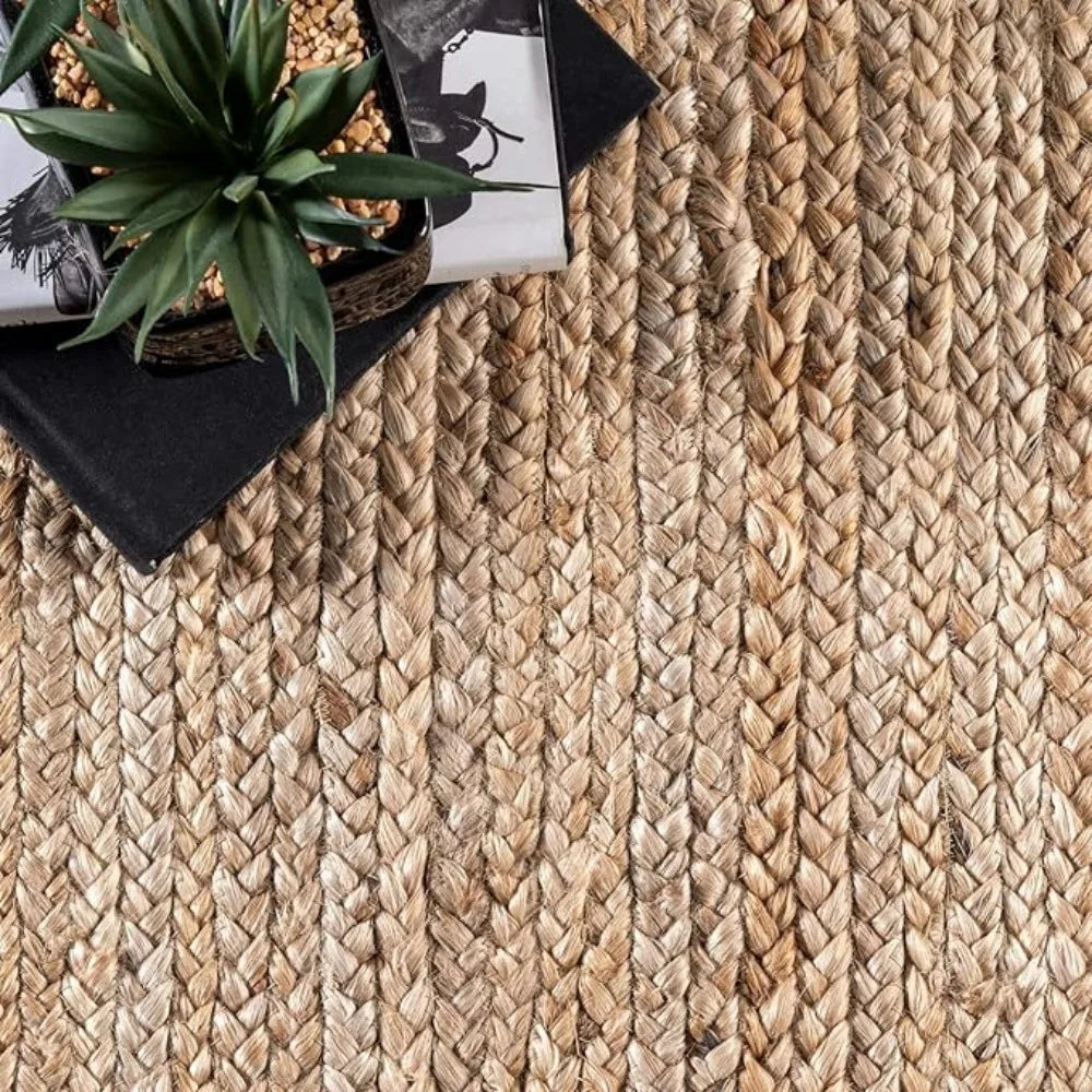 Natural Jute Area Rug - 6 x 9 - Hand Woven Natural Fiber Rug