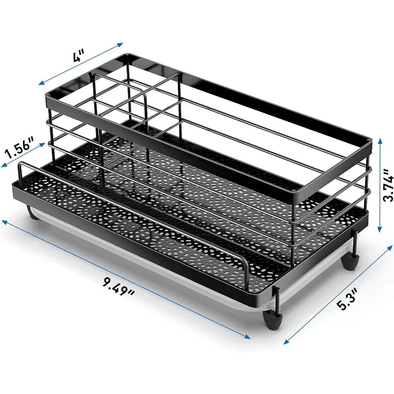 Kitchen or Bath Sink Accessories Holder w/Drip Tray - Rustproof and Non-slip